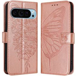 Mobigear Butterfly Google Pixel 9 Pro XL Hülle Klapphülle Geldbörse - Roségold