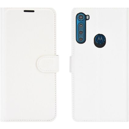 Mobigear Classic Motorola One Fusion Plus Hülle Klapphülle Geldbörse - Weiß