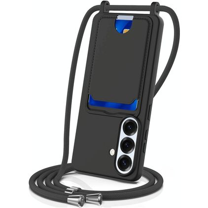 Mobigear Lanyard Card Samsung Galaxy S26 Silikon Handykette mit Kartenfach - Schwarz