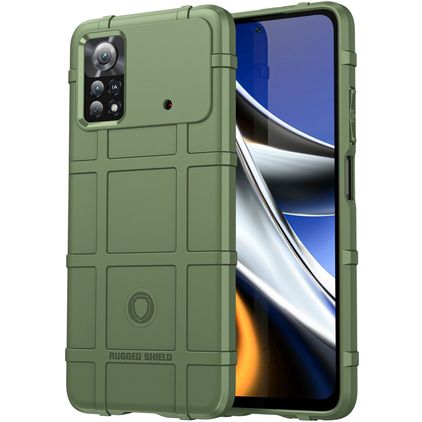 Mobigear Rugged Shield POCO X4 Pro 5G Hülle Flexibles TPU Backcover Stoßfest - Grün