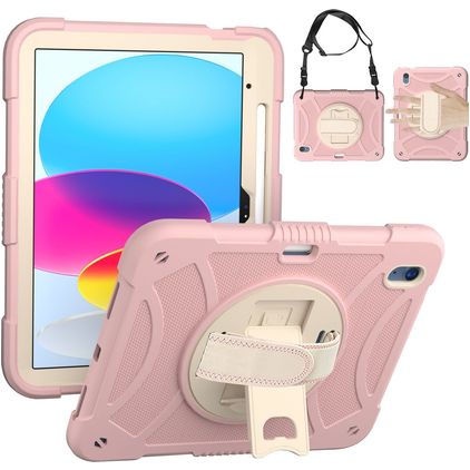 Mobigear SureGrip iPad 11 (2025) Hülle Kunststoff,Silikon Backcover + Stifthalter + Schulterträger + Ständer - Pink