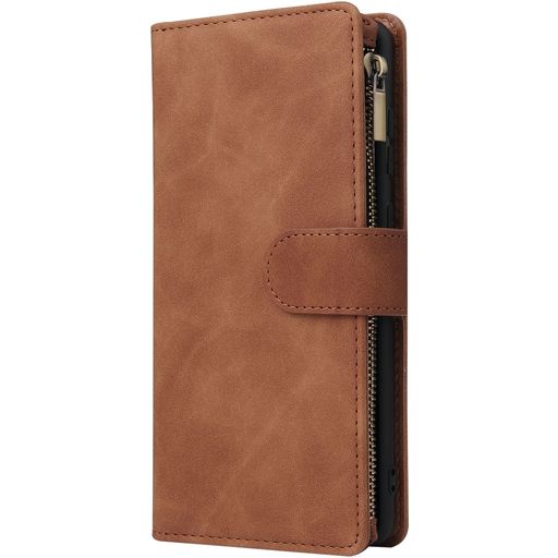 Mobigear Zipper Samsung Galaxy Note 10 Lite Hülle Klapphülle Geldbörse - Braun