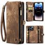 Caseme 008 iPhone 14 Pro Max Hülle Abnehmbare 2in1 Klapphülle Geldbörse - Braun