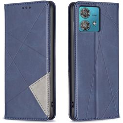 Mobigear Rhombus Slim Motorola Edge 40 Neo Hülle Klapphülle - Blau