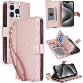 Mobigear Wallet iPhone 15 Pro Hülle Klapphülle Geldbörse - Roségold