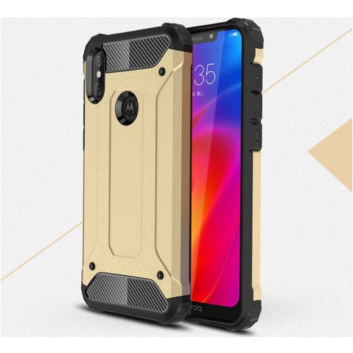 Mobigear Outdoor Motorola One Power Hülle Hardcase Backcover Stoßfest - Gold
