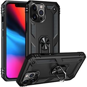 Mobigear Armor Ring iPhone 13 Pro Max Hülle Hardcase Backcover Stoßfest mit Ringhalter - Schwarz