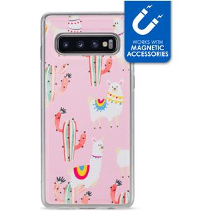 My Style Magneta Samsung Galaxy S10 Hülle Flexibles TPU Backcover - Pink Alpaca
