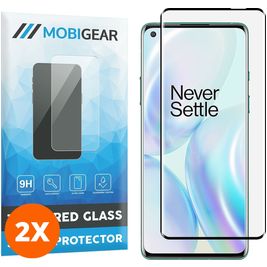 Mobigear Curved OnePlus 8 Panzerglas Gehärtetes Glas Displayschutz - Hüllenfreundlich - Schwarz (2er Pack)