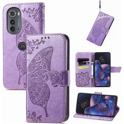 Mobigear Butterfly Motorola Edge (2022) Hülle Klapphülle Geldbörse - Lila