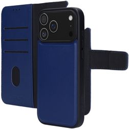 Mobiparts iPhone 17 Pro Max Hülle Echtes Leder Abnehmbare 2in1 Klapphülle Geldbörse - Blau