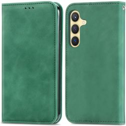 Mobigear Retro Slim Samsung Galaxy S25 Hülle Klapphülle Geldbörse - Grün