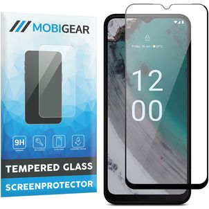 Mobigear Premium Nokia C32 Panzerglas Gehärtetes Glas Displayschutz - Hüllenfreundlich - Schwarz