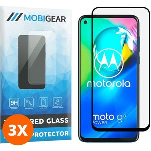 Mobigear Premium Motorola Moto G8 Power Panzerglas Gehärtetes Glas Displayschutz - Hüllenfreundlich - Schwarz (3er Pack)