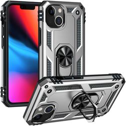 Mobigear Armor Ring iPhone 14 Plus Hülle Hardcase Backcover Stoßfest mit Ringhalter - Silber