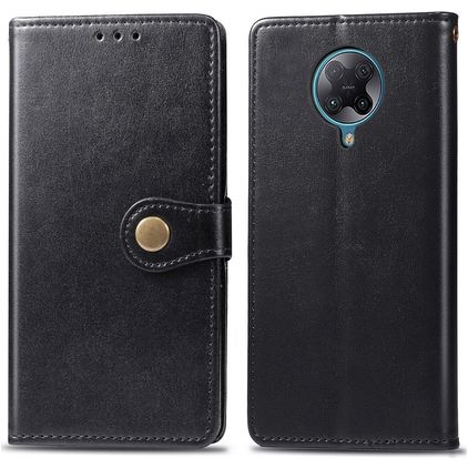 Mobigear Snap Button POCO F2 Pro Hülle Klapphülle Geldbörse - Schwarz