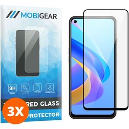 Mobigear Premium OPPO A76 Panzerglas Displayschutz - Hüllenfreundlich - Schwarz (3er Pack)
