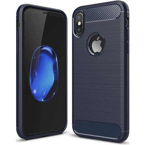 Mobigear Brushed Slim iPhone XS Hülle Flexibles TPU Backcover - Marineblau
