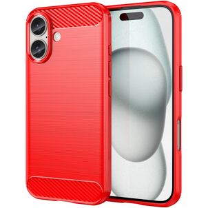 Mobigear Brushed Slim iPhone 16 Hülle Flexibles TPU Backcover - Rot