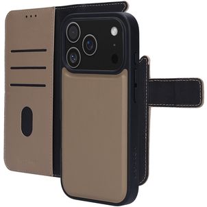 Mobiparts iPhone 17 Pro Hülle Echtes Leder Abnehmbare 2in1 Klapphülle Geldbörse - Taupe
