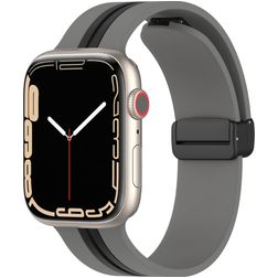 Mobigear Stripe Mag Silikon Apple Watch Armband Magnetverschluss - 42/41/40/38 mm - Schwarz / Grau
