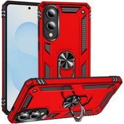 Mobigear Armor Ring Samsung Galaxy S25 Edge Hülle Hardcase Backcover Stoßfest mit Ringhalter - Rot