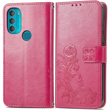 Mobigear Clover Motorola Moto G71 5G Hülle Klapphülle Geldbörse - Magenta