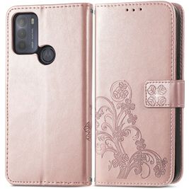 Mobigear Clover Motorola Moto G50 Hülle Klapphülle Geldbörse - Roségold