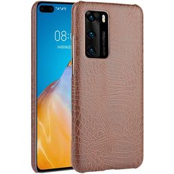 Mobigear Croco Huawei P40 Hülle Hardcase Backcover - Braun