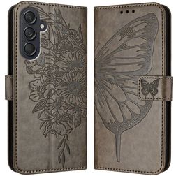 Mobigear Butterfly Samsung Galaxy M55 Hülle Klapphülle Geldbörse - Grau