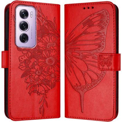 Mobigear Butterfly OPPO Reno 12 Pro Klapphülle Portemonnaie - Rot