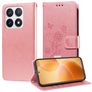 Mobigear Flowers Xiaomi 14T Pro Hülle Klapphülle Geldbörse - Roségold