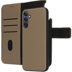 Mobiparts Samsung Galaxy A15 Hülle Echtes Leder Abnehmbare 2in1 Klapphülle Geldbörse - Taupe