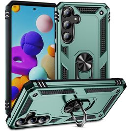 Mobigear Armor Ring Samsung Galaxy A35 Hülle Hardcase Backcover Stoßfest mit Ringhalter - Grün