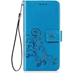 Mobigear Clover Samsung Galaxy A21s Hülle Klapphülle Geldbörse - Blau