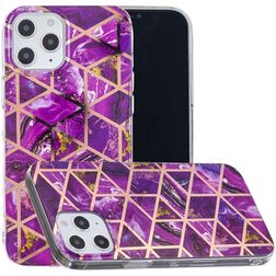 Mobigear Marble iPhone 12 Hülle Flexibles TPU Backcover - Lila