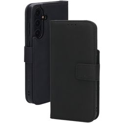 Mobiparts Samsung Galaxy A55 Hülle Echtes Leder Klapphülle Geldbörse - Schwarz