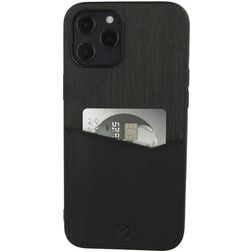 Valenta Card Slot iPhone 12 Pro Max Hülle Echtes Leder Backcover mit Kartenhalter - Schwarz