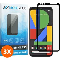 Mobigear Premium Google Pixel 4 Panzerglas Gehärtetes Glas Displayschutz - Hüllenfreundlich - Schwarz (3er Pack)