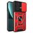 Mobigear Armor Ring Cam Slide Motorola Edge 40 Neo Hülle Hardcase Backcover Stoßfest mit Ringhalter und Kamera Slider - Rot
