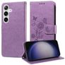 Mobigear Flowers Samsung Galaxy S25 Plus Hülle Klapphülle Geldbörse - Lila