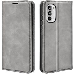 Mobigear Retro Slim Motorola Moto G52 Hülle Klapphülle Geldbörse - Grau