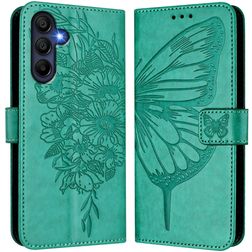 Mobigear Flowers Samsung Galaxy A17 Hülle Klapphülle Geldbörse - Grün