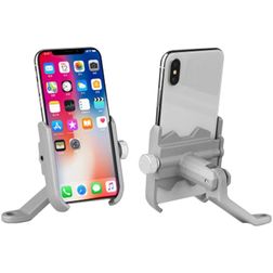 Mobigear AluGrip Motorradhalterung Rückspiegel Klemme Universal - Silber