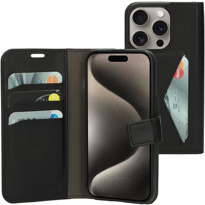 Mobiparts Classic Wallet iPhone 15 Pro Klapphülle Portemonnaie - Schwarz