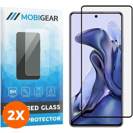 Mobigear Premium Xiaomi 11T Panzerglas Gehärtetes Glas Displayschutz - Hüllenfreundlich - Schwarz (2er Pack)