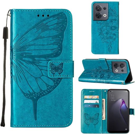 Mobigear Butterfly OPPO Reno 8 5G Hülle Klapphülle Geldbörse - Blau