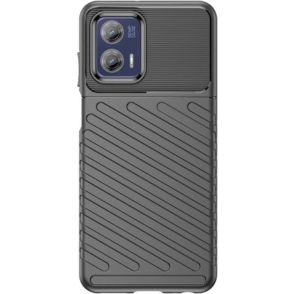 Mobigear Groove Motorola Moto G73 5G Hülle Flexibles TPU Backcover - Schwarz