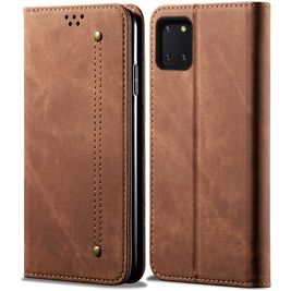 Mobigear Denim Slim Samsung Galaxy Note 10 Lite Hülle Klapphülle Geldbörse - Braun