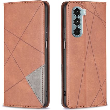 Mobigear Rhombus Slim Motorola Moto G200 5G Hülle Klapphülle - Braun